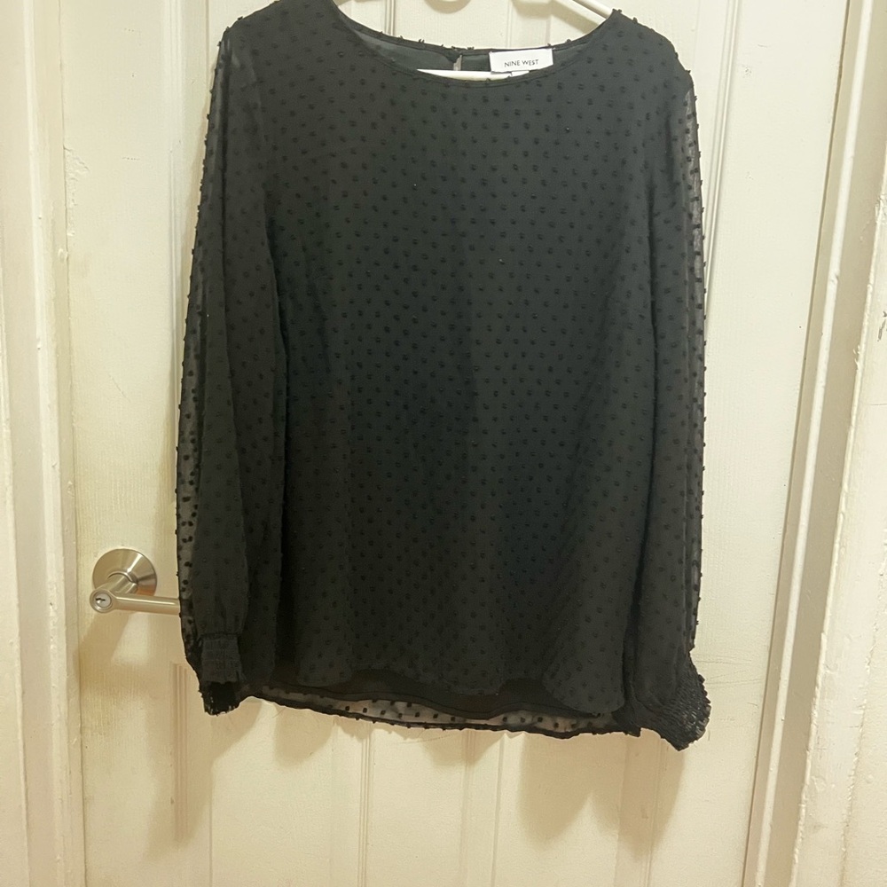 Nine West Black Textured Blouse
